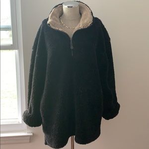 Black Plush Zip Up